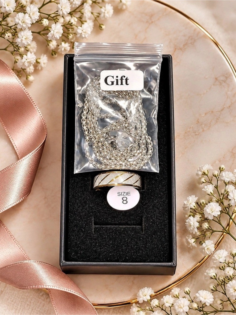Titanium Steel Ring Size 8 Gift Set